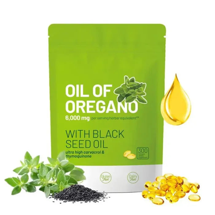 Aceite de Orégano Con Aceite de Semilla Negra 300 Cápsulas